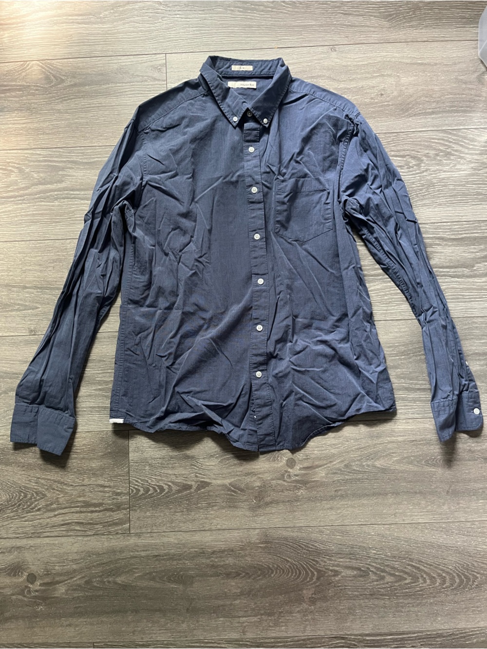 Hawker Rye Men’s Blue 100% Cotton Long Sleeve Button Down Slim Size XL Casual